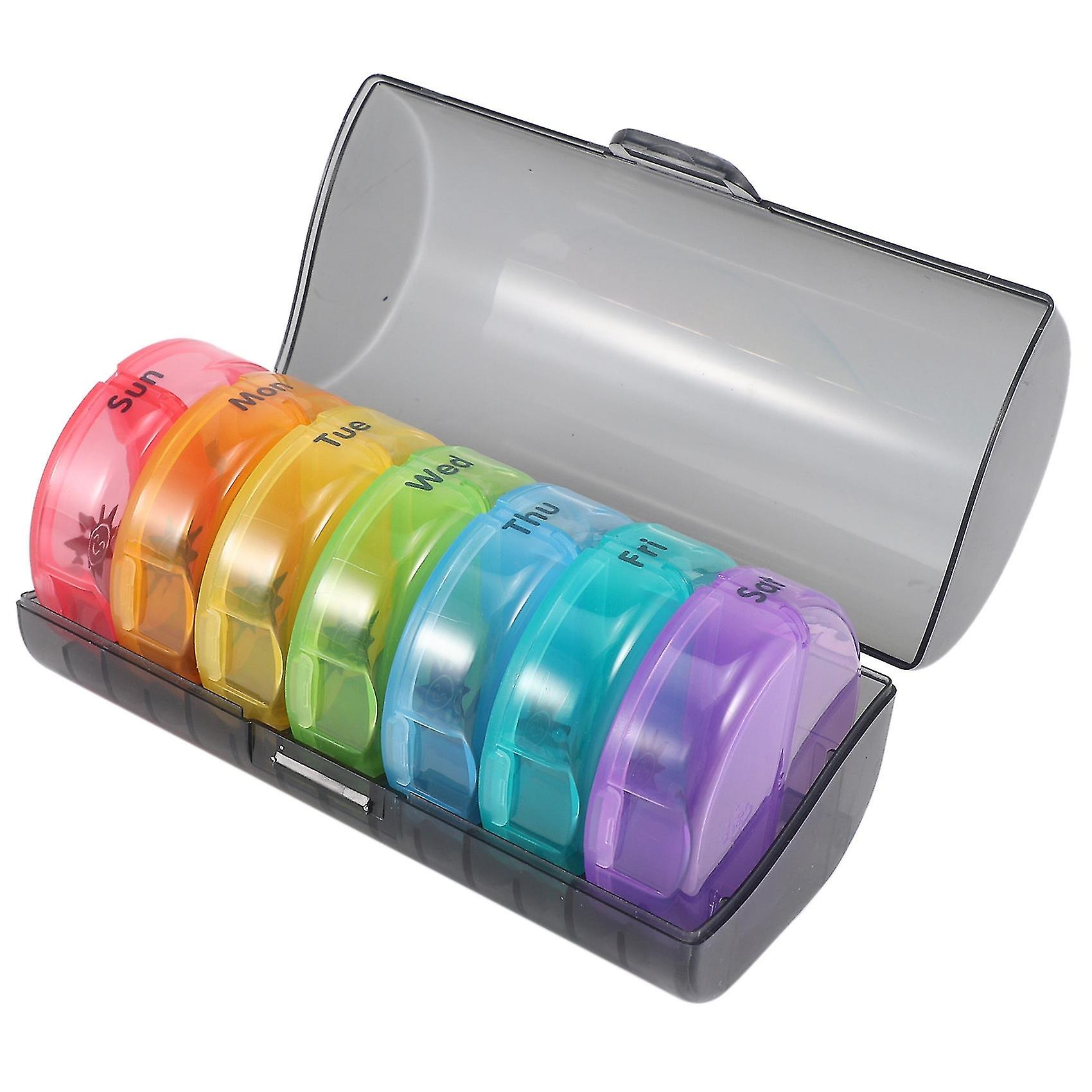 Daily (twice-a-day) - Weekly Am/pm Pill Box, Round Medicine Organizer, 7 Day Pill Container (gray B