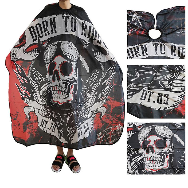  Hairdressing cape with skull design, trendy and unique perm and dyeing cloth.
