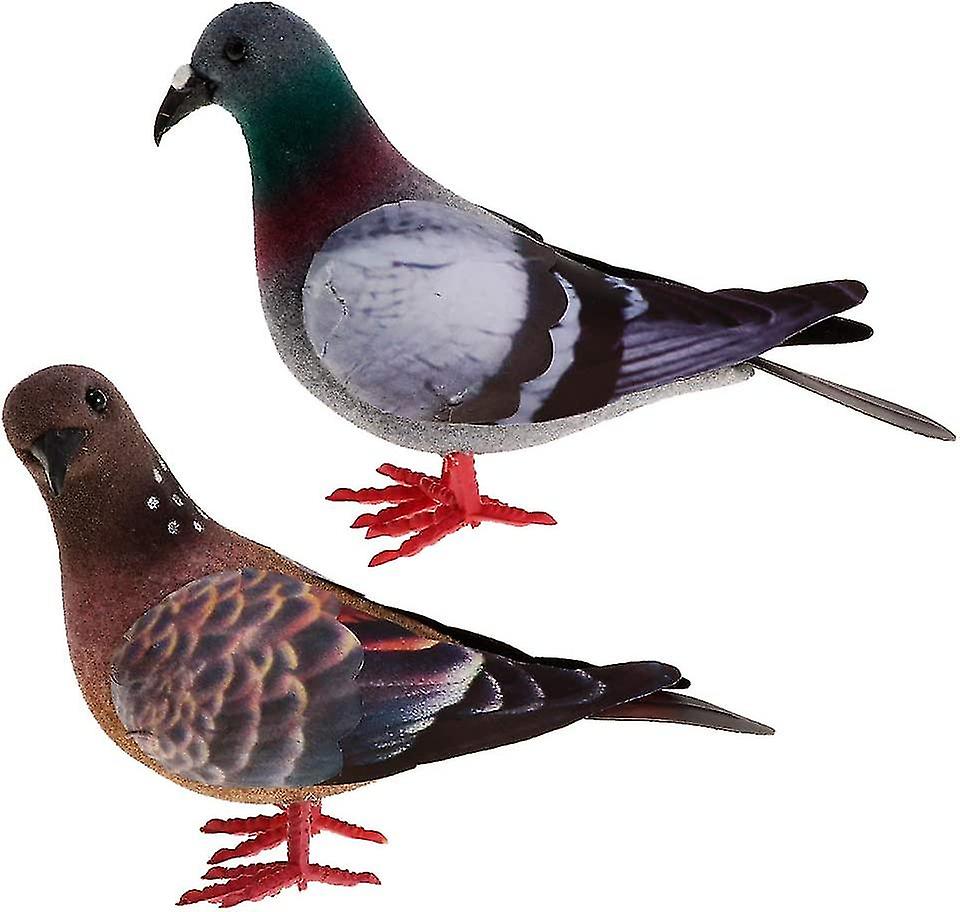 2x / Set Artificial Pigeon Doves Simulation Ornaments Birds Feathers