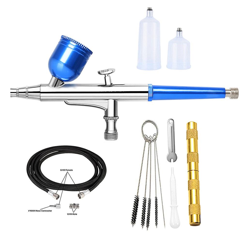 131B Dual Action Airbrush Pen Blue Color Gravity Feed Trigger Type Spray Gun Replace Cup