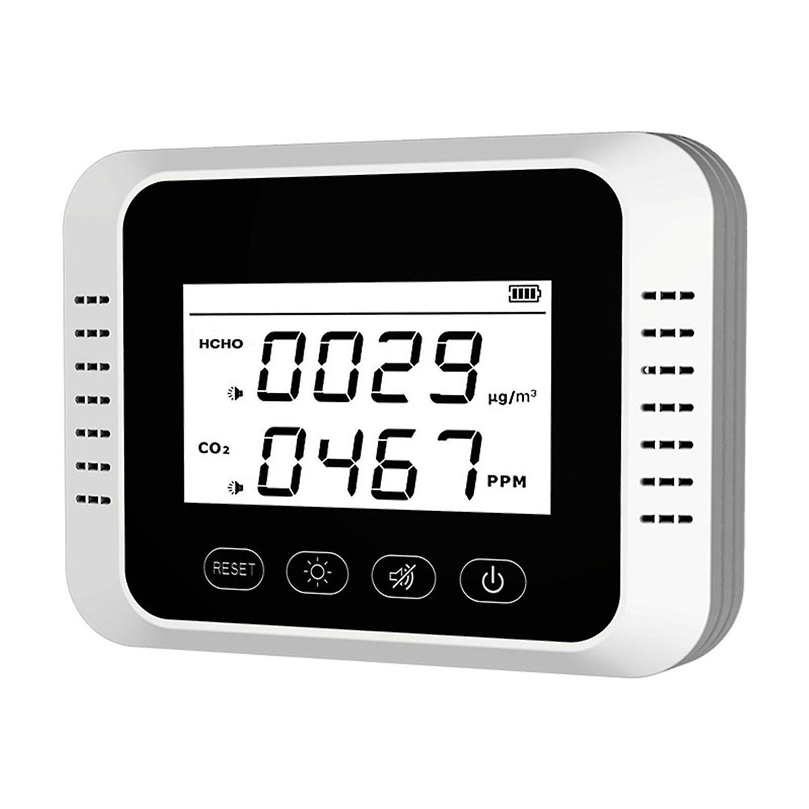 White Air Quality Monitor Carbon Dioxide Detector Digital Co2 Meter Formaldehyde Tester Pollution Meter Air Analyzer For Co2/hcho Multifunctional Air