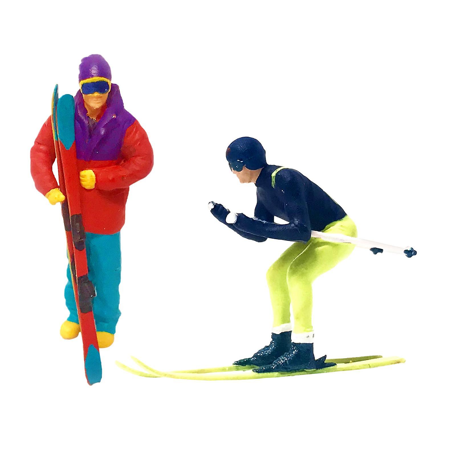 2Pcs 1:64 Scale Miniature Skiing Model Figures Tiny People DIY Projects
