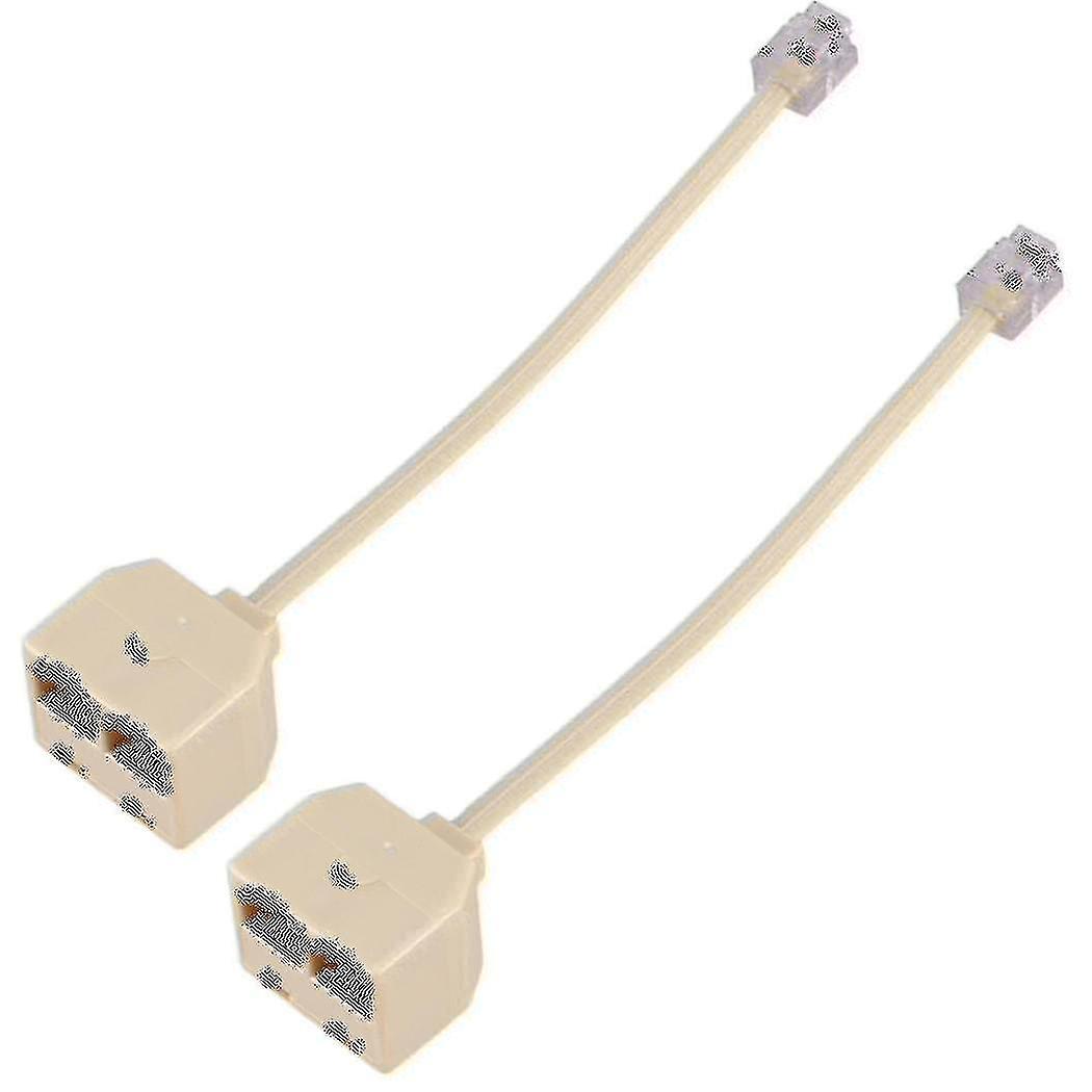2x Rj11 6p4c 2 Way Outlet Telephone Jack Line Splitter Adapter Beige