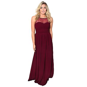 KRISP perle & mesh front chiffon maxi kjole
