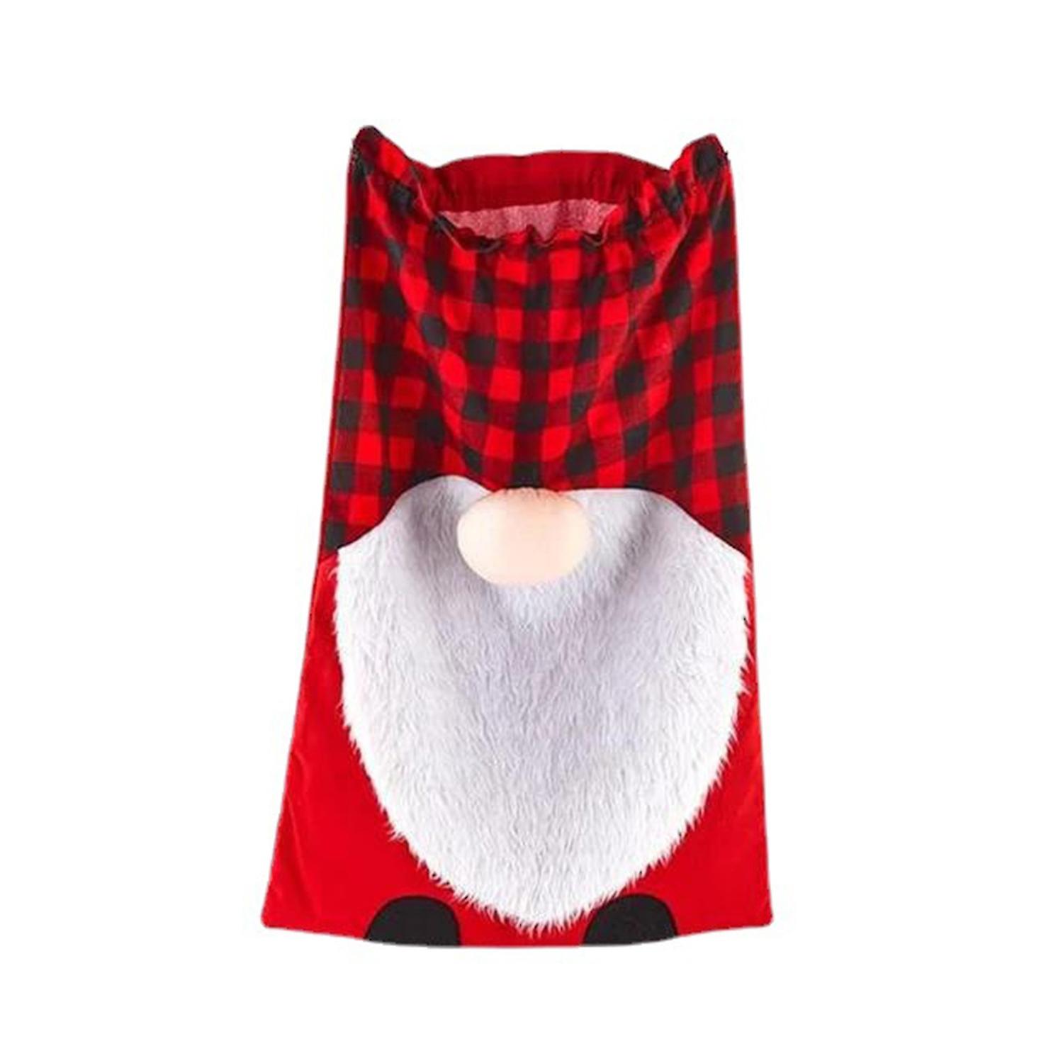 Gift Bag Plaid Double Drawstring Large Capacity Reusable Multi-use Gift Wrapping DIY Faceless Dwarf 