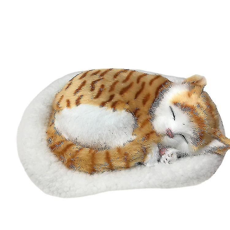 Sleeping Plush Breathing Cat Furry Dog With Mat Animals Decor
