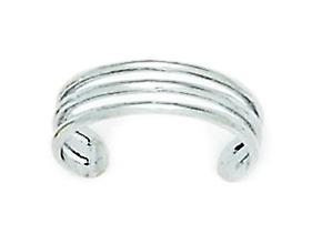 女性のための14Kホワイトゴールド調節可能な3列ボディジュエリーつま先リングつま先リング