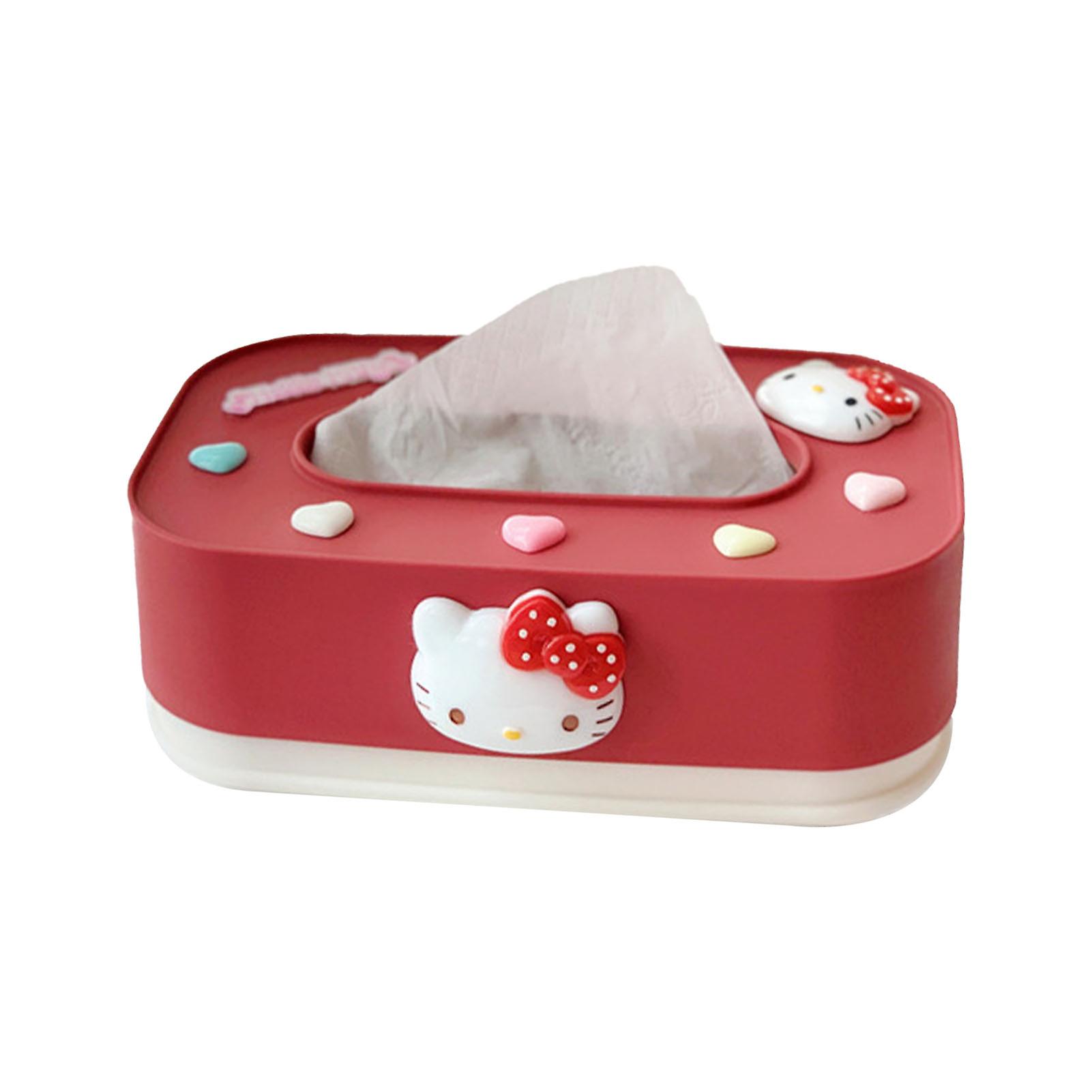 Adjustable Rectangular Plastic Tissue Box for Bedroom and Living Room - Red Polka Dot