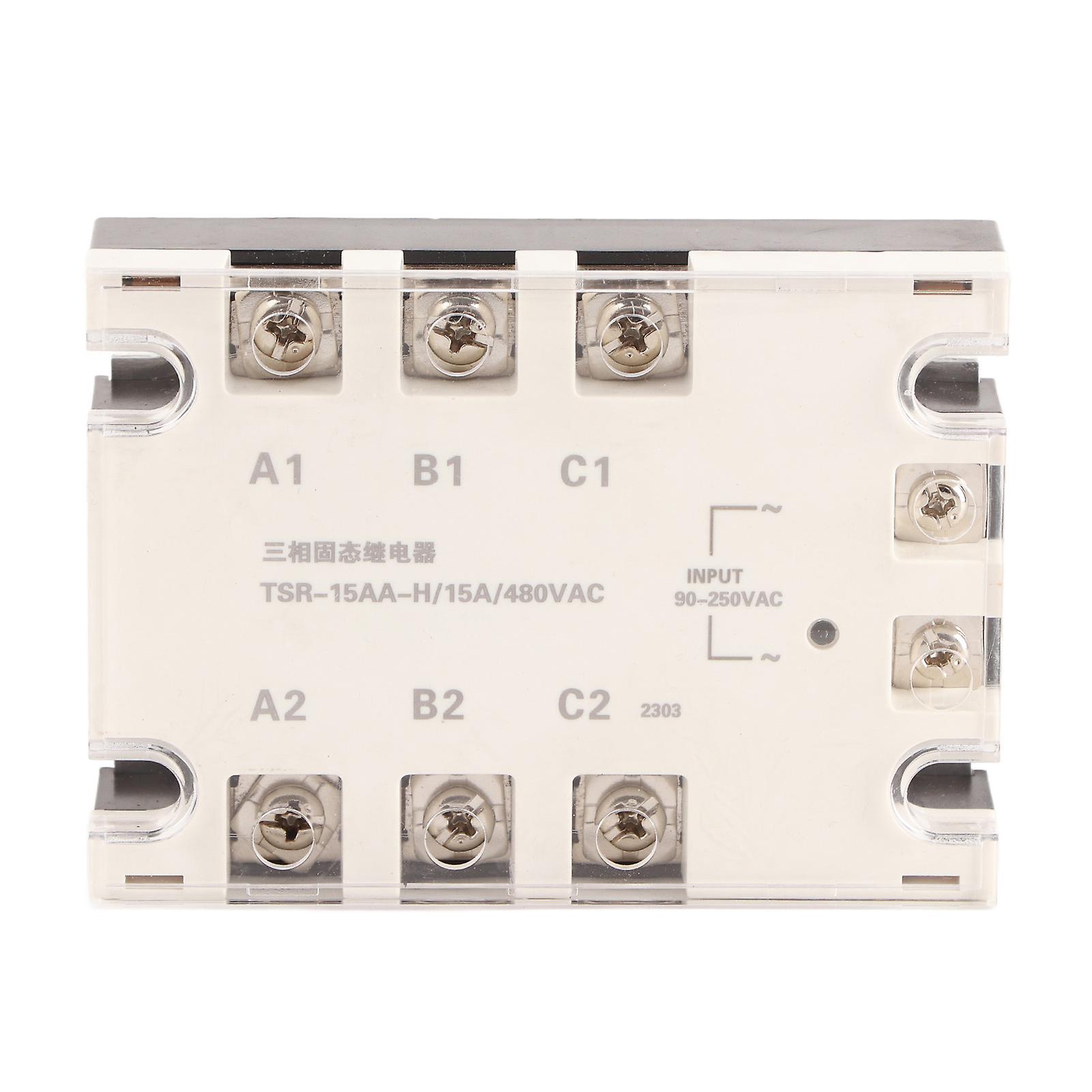 Three-phase solid state relay, fast switching, noiseless, AC to AC, SSR, 90-250 VAC to 24-480 VAC, TSR 15 AA H (15 A)