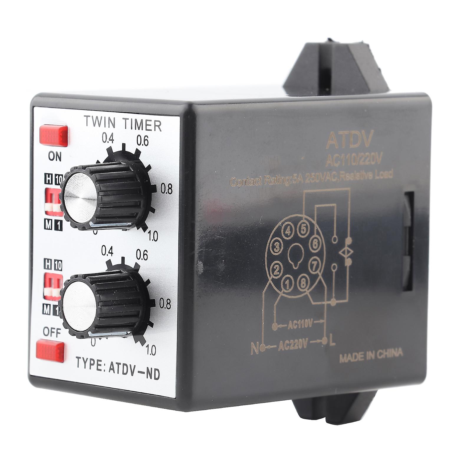 Knob Control Time Switch Relay Multi-Section On Off Twin Timer Relay ATDV ND AC110v