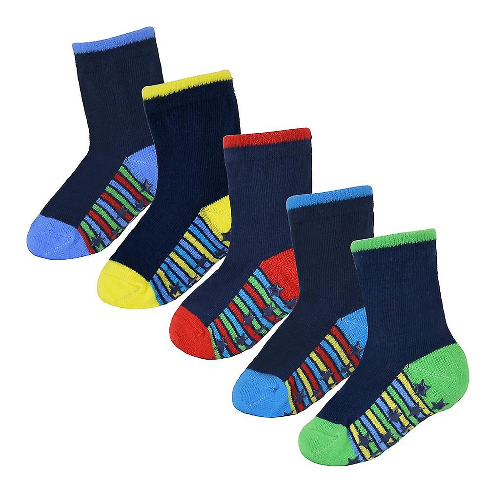 A2Z 4 Kids Infant baby Boys Girls Heel and Toe Socks With Gripper Pack of 5 Newborn Socks Striped B