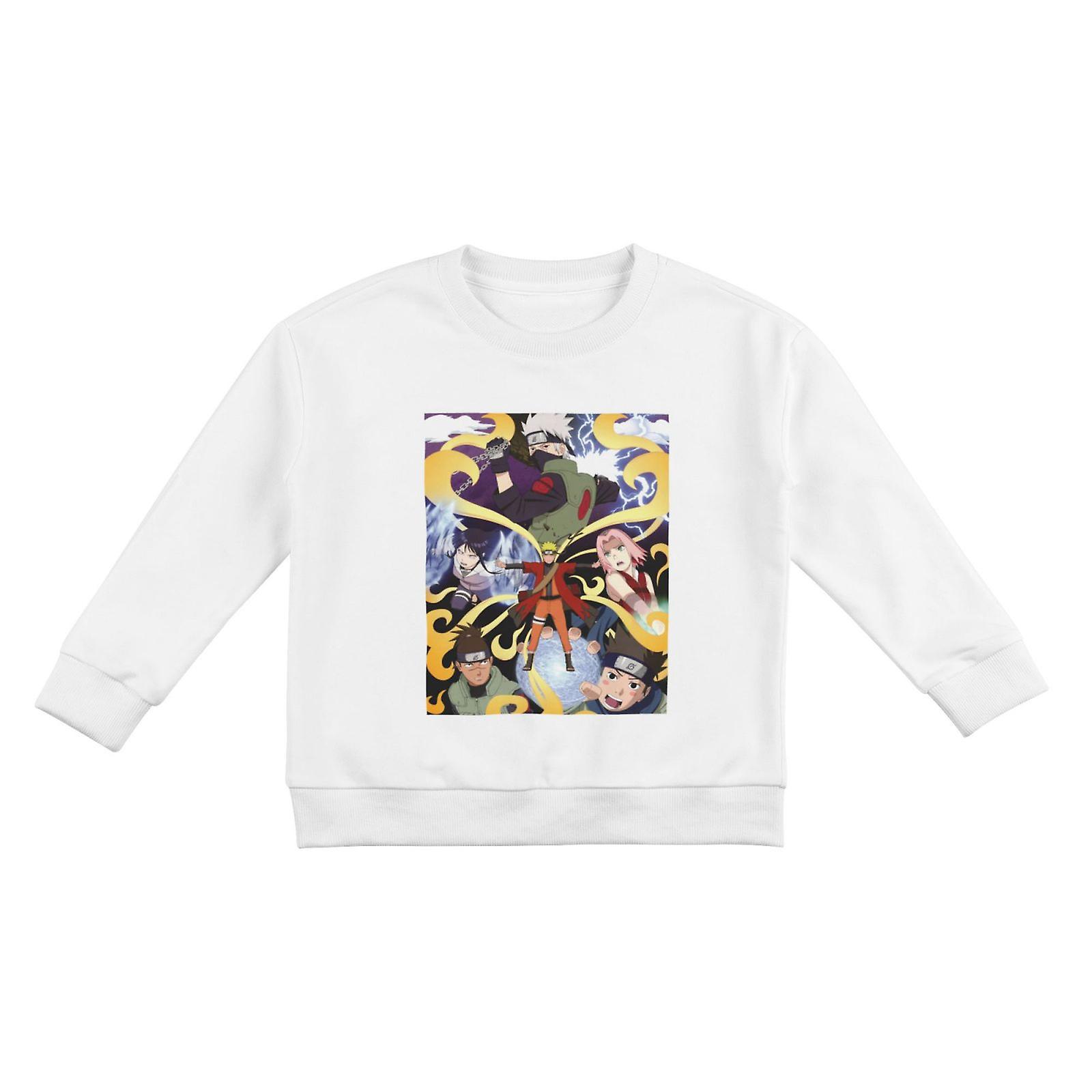 Jersey de algodón unisex para sudaderas Naruto Niño Blanco