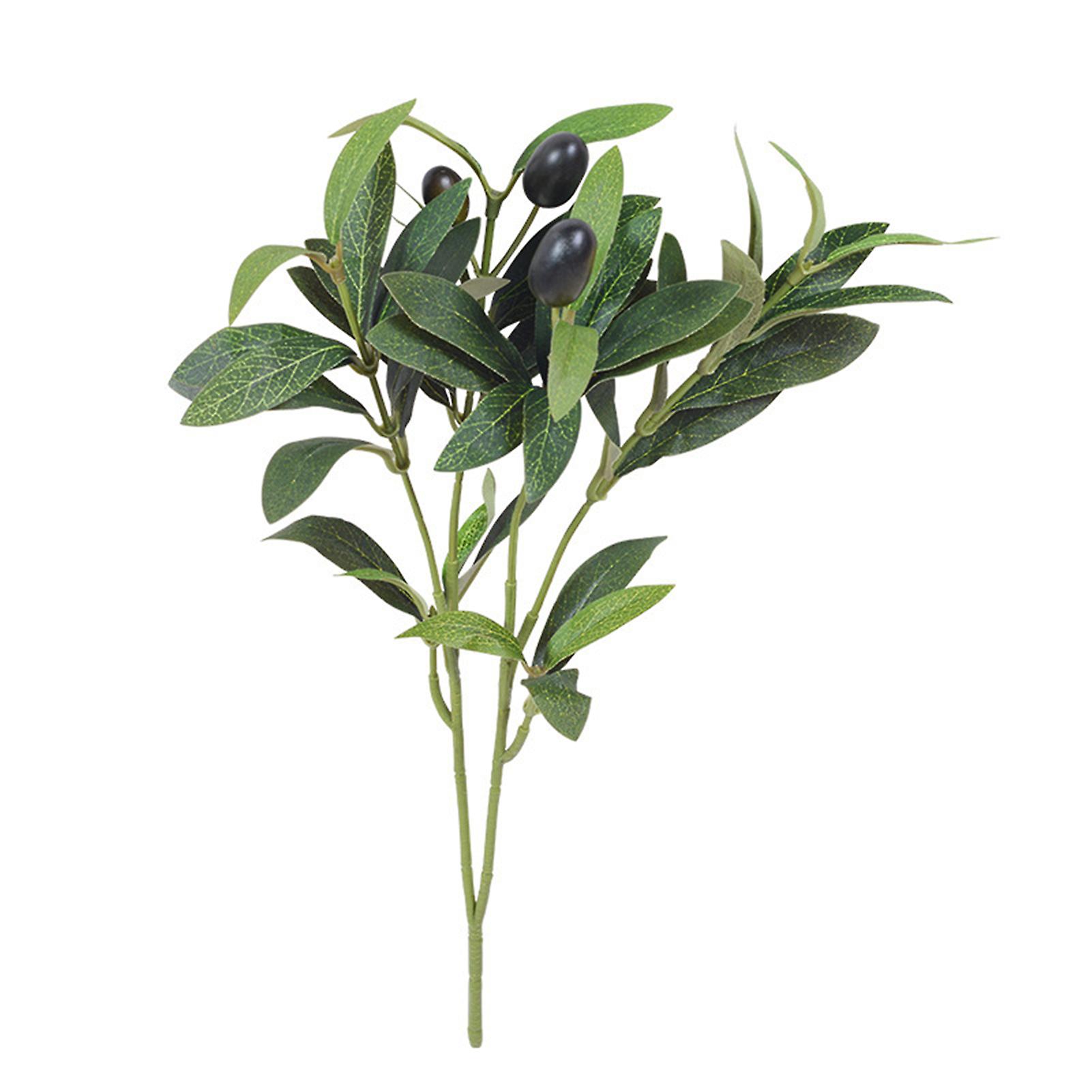 1 Branch Artificial Plant with Fake Fruit Realistic Looking 4 Forks Design Simulation Olive Branch Home Decoration Photography Prop