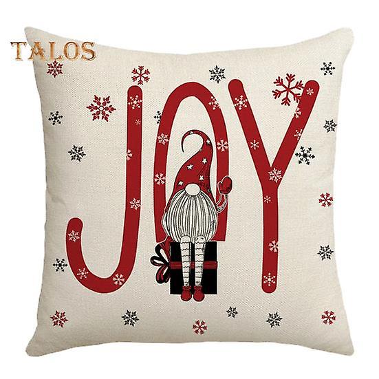 Throw Pillowcase Christmas Style Cartoon Gnome Snowflake Pattern Hidden Zipper Fade-resistant Pillowcase