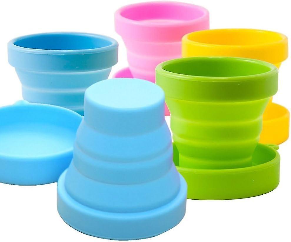 5PC Silicone Collapsible Travel Cups Set, Collapsible Cups for Cmping, Collapsible Light Water Drink