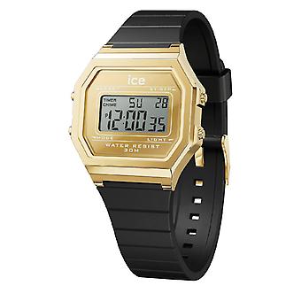 Retro ICE Ziffern Damenuhr - Metall Gold Spiegel - Schwarz - Klein