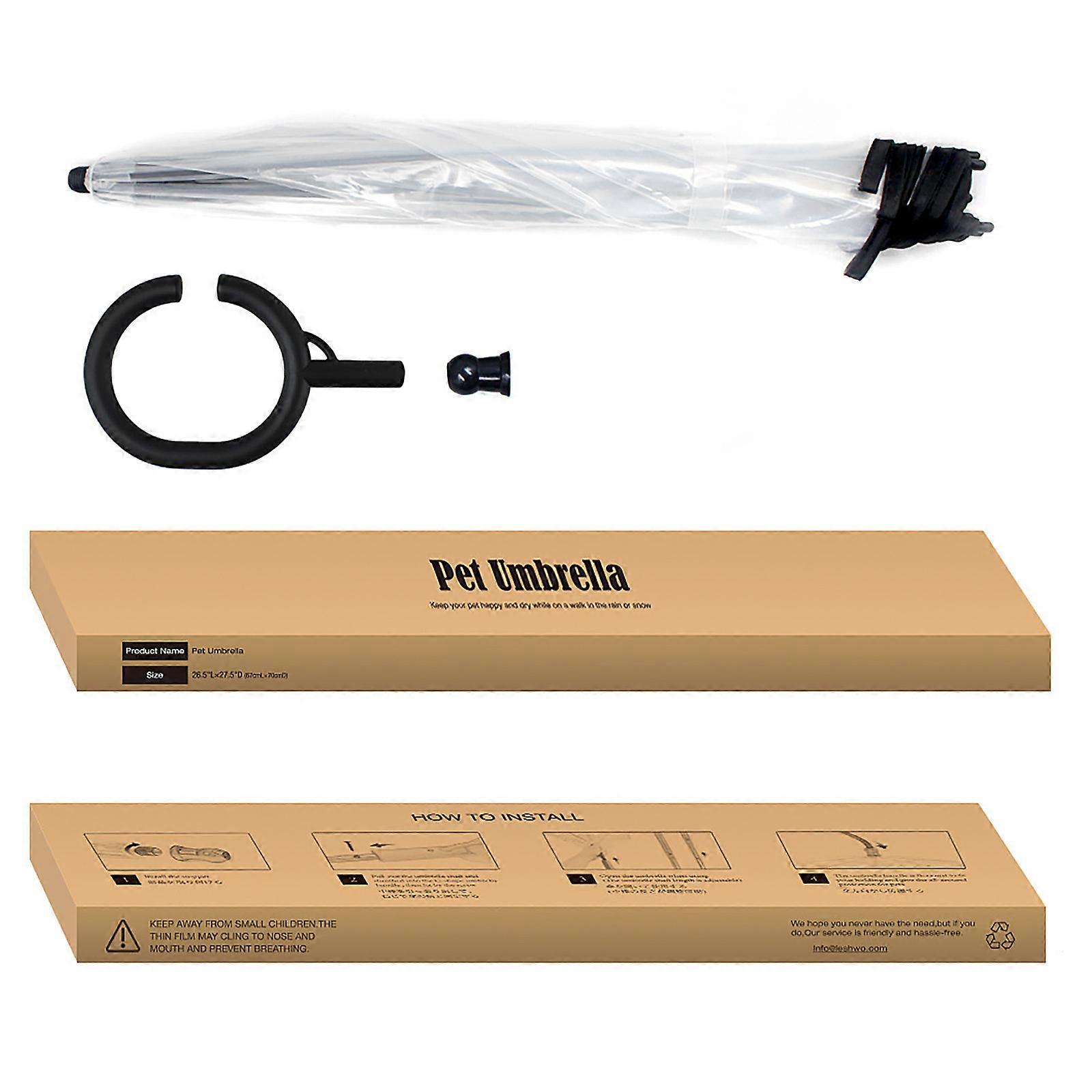 Clear Pet Umbrella, Rainy Day Dog Leash with C-Shaped Handle