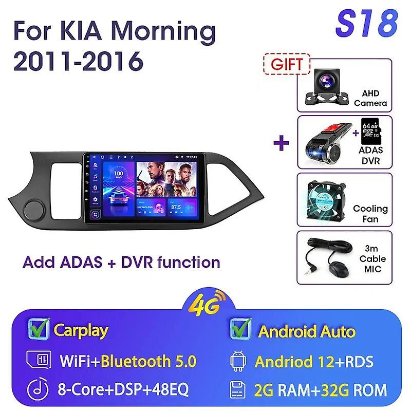 2din Android 12 Carplay Car Radio Multimidia Video Player For Kia Picanto Morning 2011-2016 Navigation Gps Ips Head Unit Stereo