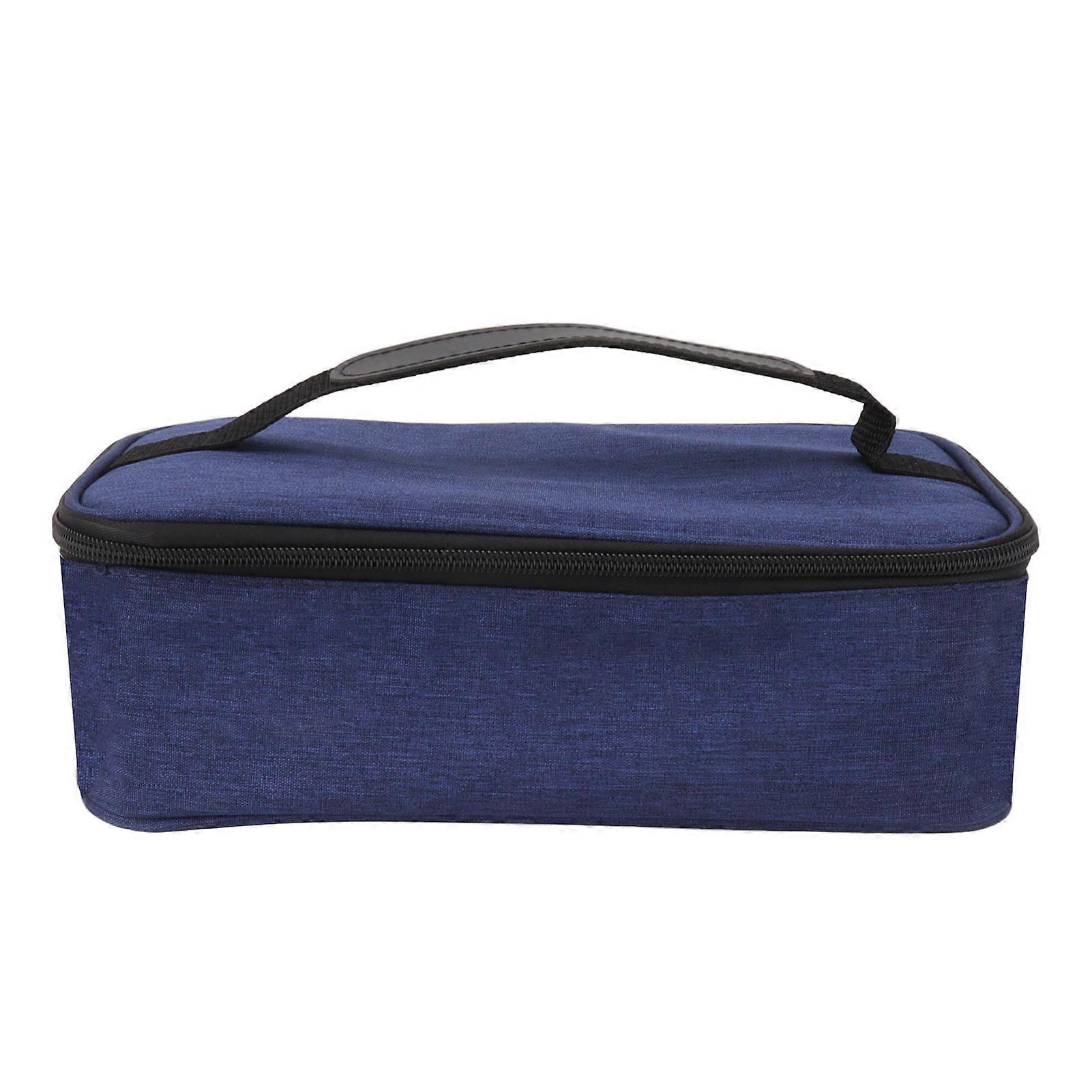 Lunch Bag Large Capacity Leakproof Fabric Portable Handle Insulated Lunch Bag for Office School Outing Blue