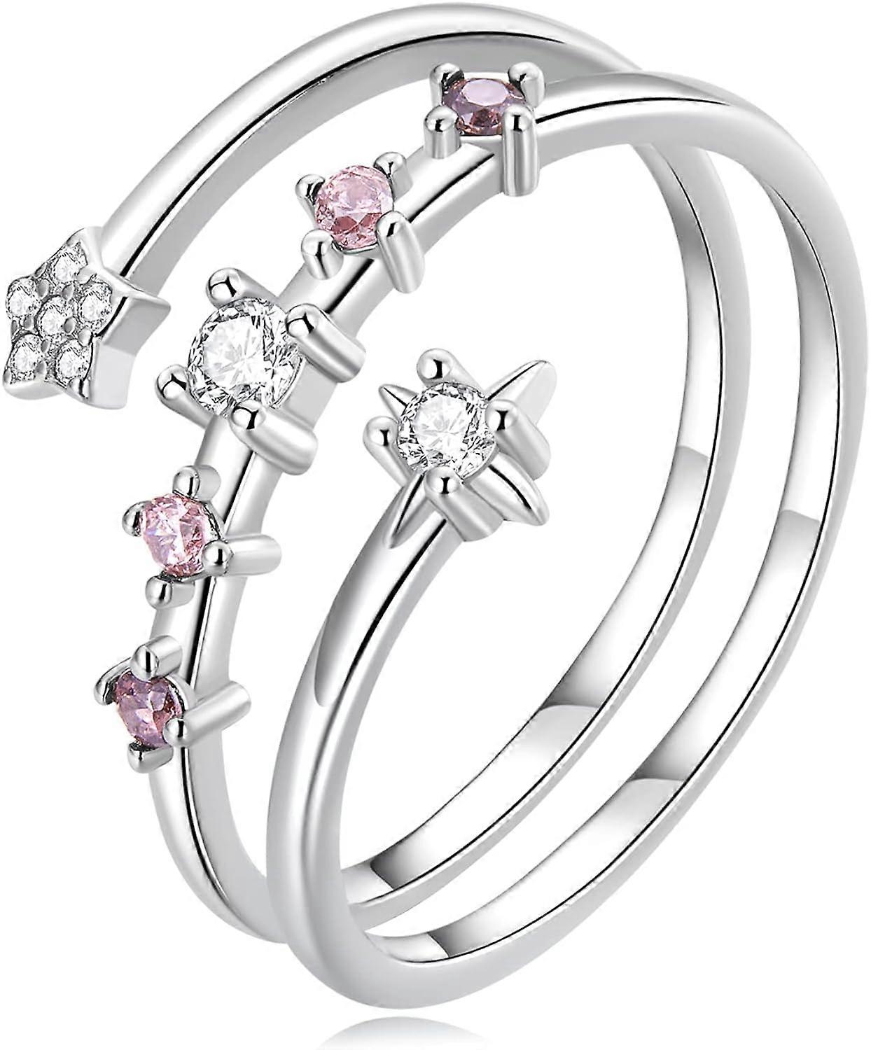 Tree Leaf-Star Double Ring 925 Sterling Silver Open Ring