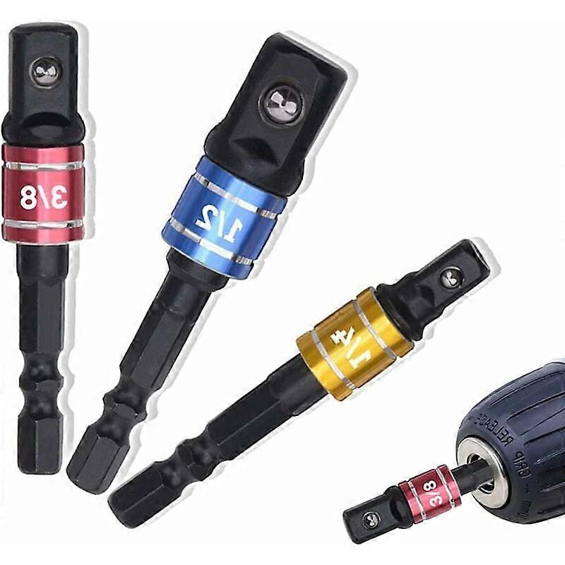 Socket Holder Adapter 1/4" 3/8" 1/2" Socket Holder Adapter for Impact Driver Impact Driver Socket Holder Adapter Drill Driver Socket Set of Colorful E