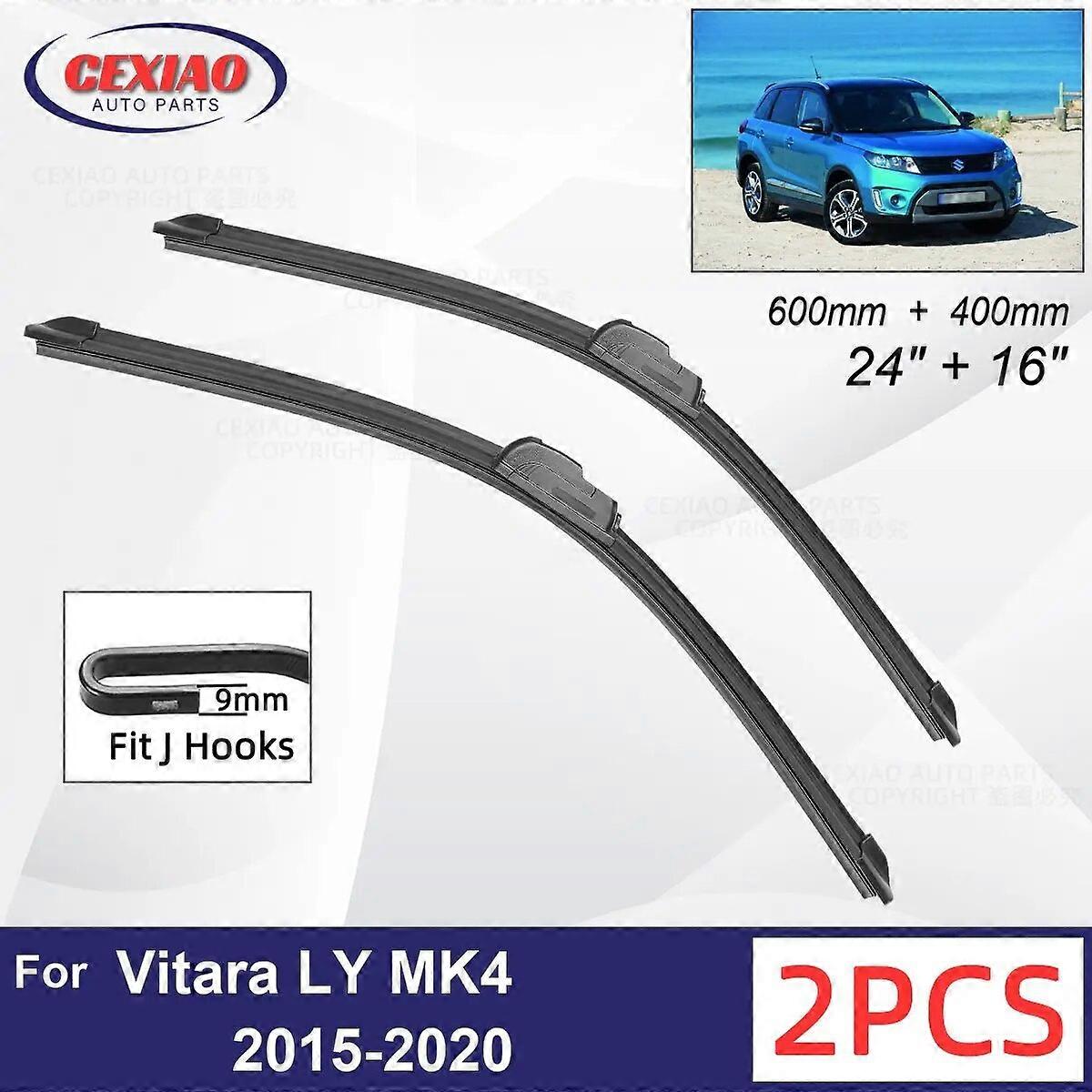Car Wiper For Suzuki Vitara LY MK4 2015~2020 Front Wiper Blades Soft Rubber Windscreen Wipers Auto Windshield 24"+ 16" 600 400mm FN9U4054