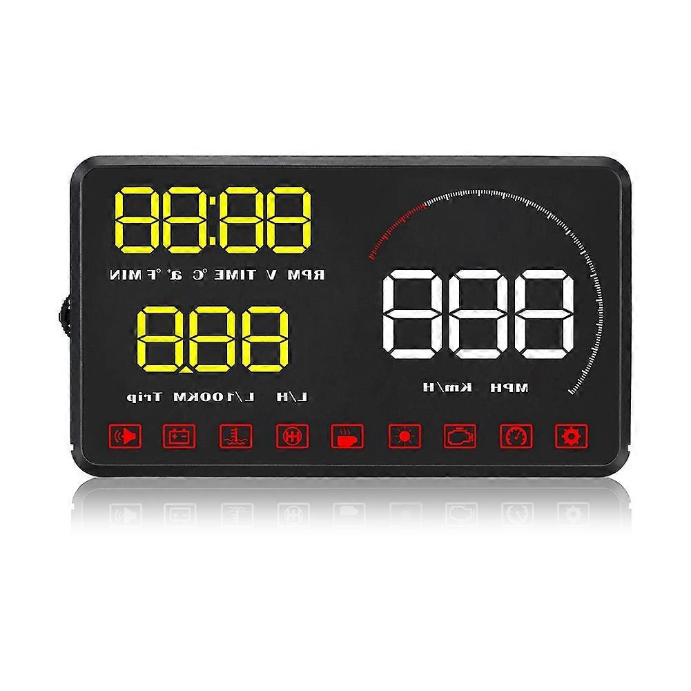 A9 HUD 5.5 inches Universal Car Head Up Display ODB2 System with Alarm Warning (Yellow & White) E2U~01