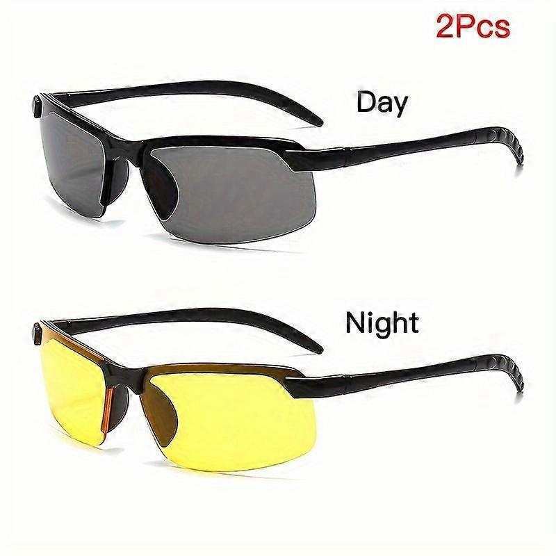 1/2pcs lunettes de conduite de vision nocturne pour hommes et femmes - anti-éblouissement, conception semi-cerclée - lunettes confortables pour une conduite nocturne en toute sécurité