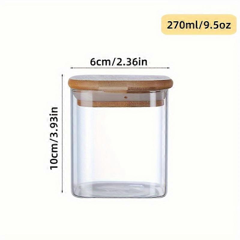 竹の蓋付き多目的透明ガラス収納瓶、1個セット - 乾物、シリアル、豆、小麦粉、スパイス、コーヒー、バ用の気密キッチンキャニスター