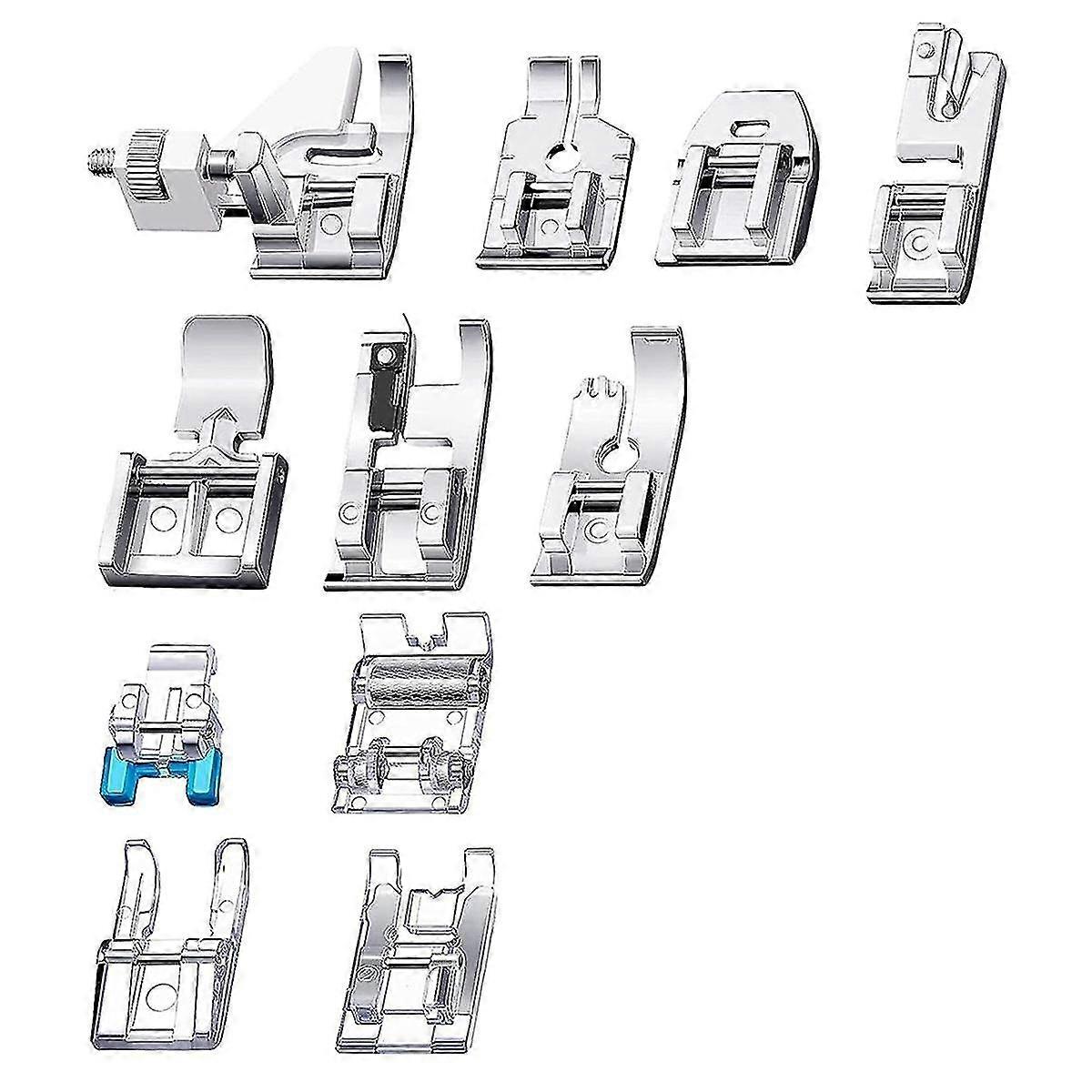 Ensemble de 11 pieds-de-biche, pied droit, pied à rouleau, pied-de-biche à clipser pour machine à coudre