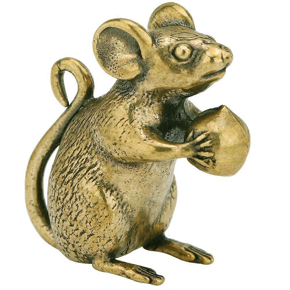 Adorable Brass Mouse Craft Retro Mouse Figurine Delicate Mouse Adornment for Office
