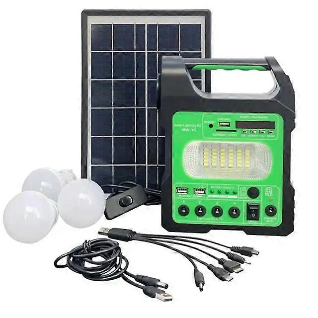 Portable Generator System - 3 Bulbs Lighting Kit & Mini Solar Panel For Outdoor Camping And Hiking Emergency Power