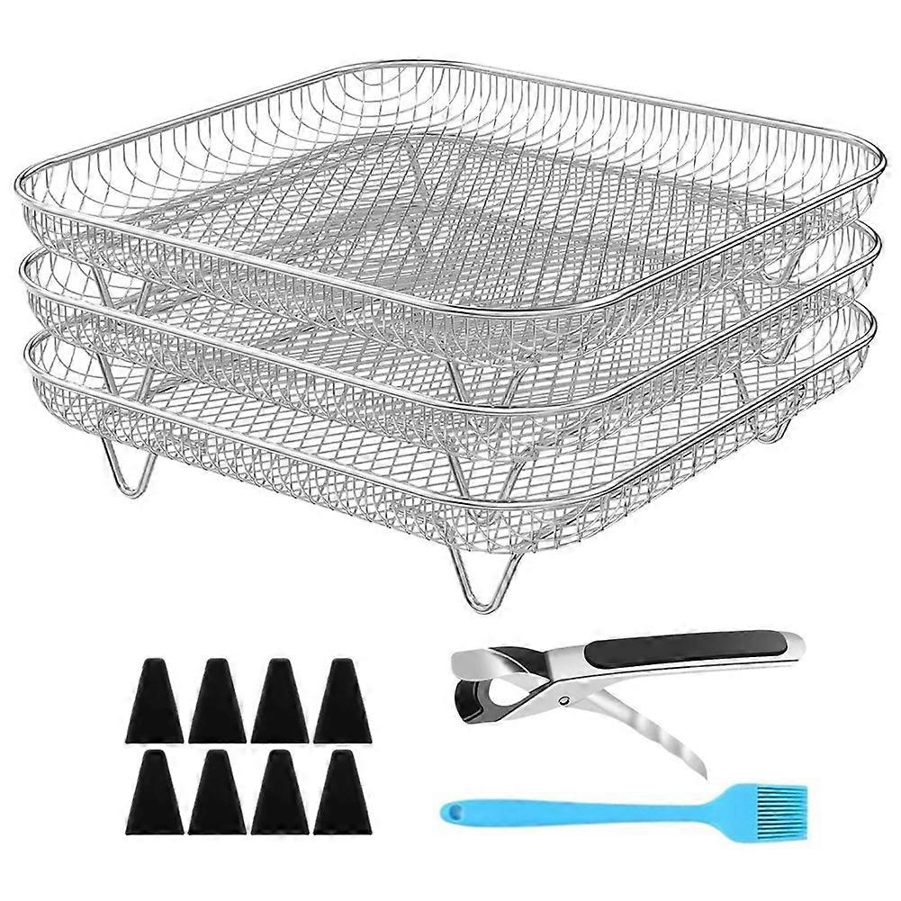 Air Fryer Accessories with Foot Cover 8inch Square 3 Stackable Dehydrator Racks for Gowise 5.8 QT A