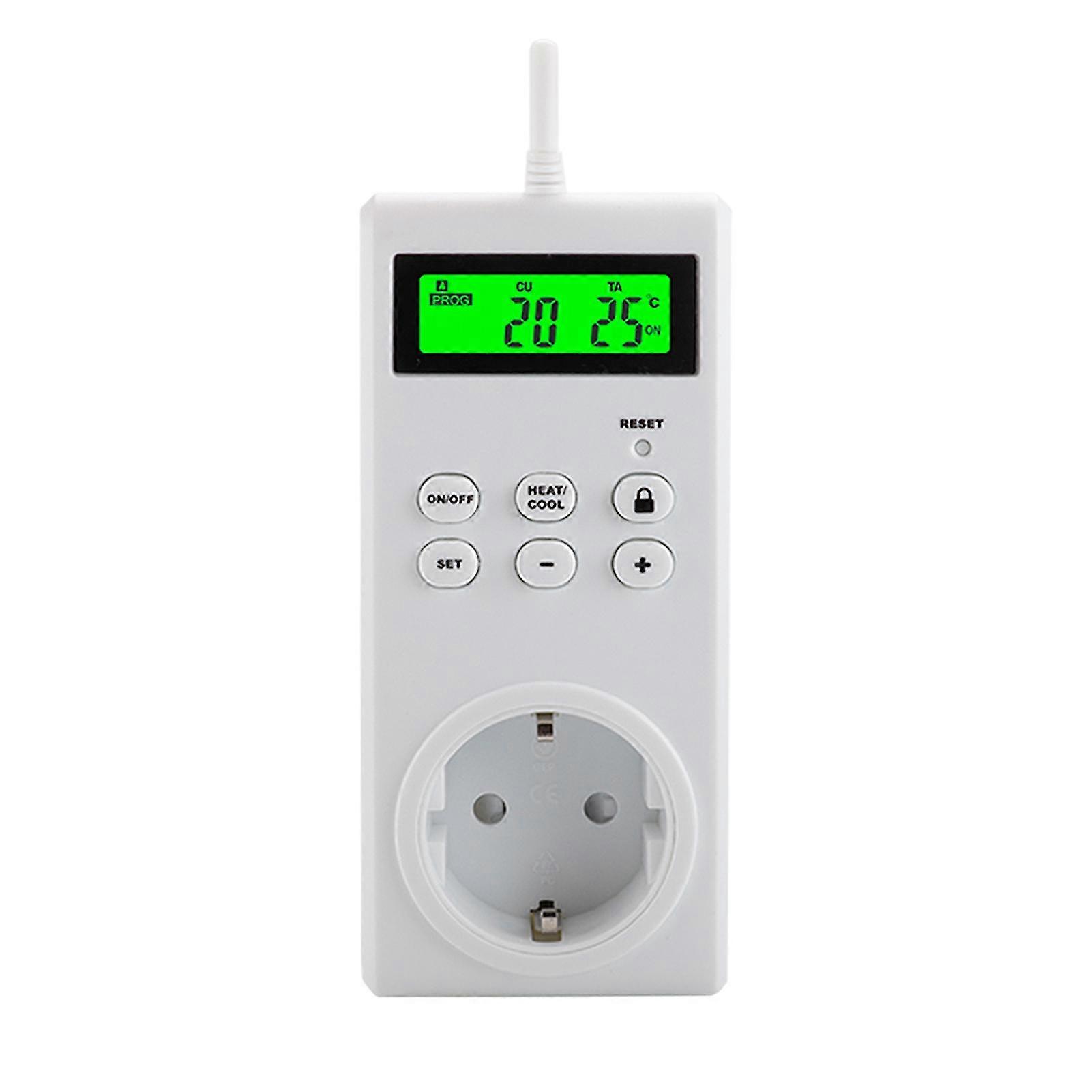 Plug-in Thermostat Programmable Wireless Temperature Controlled Outlet Heating & Cooling Mode Built-in Temperature Sensor With Lcd Backlight Digital D