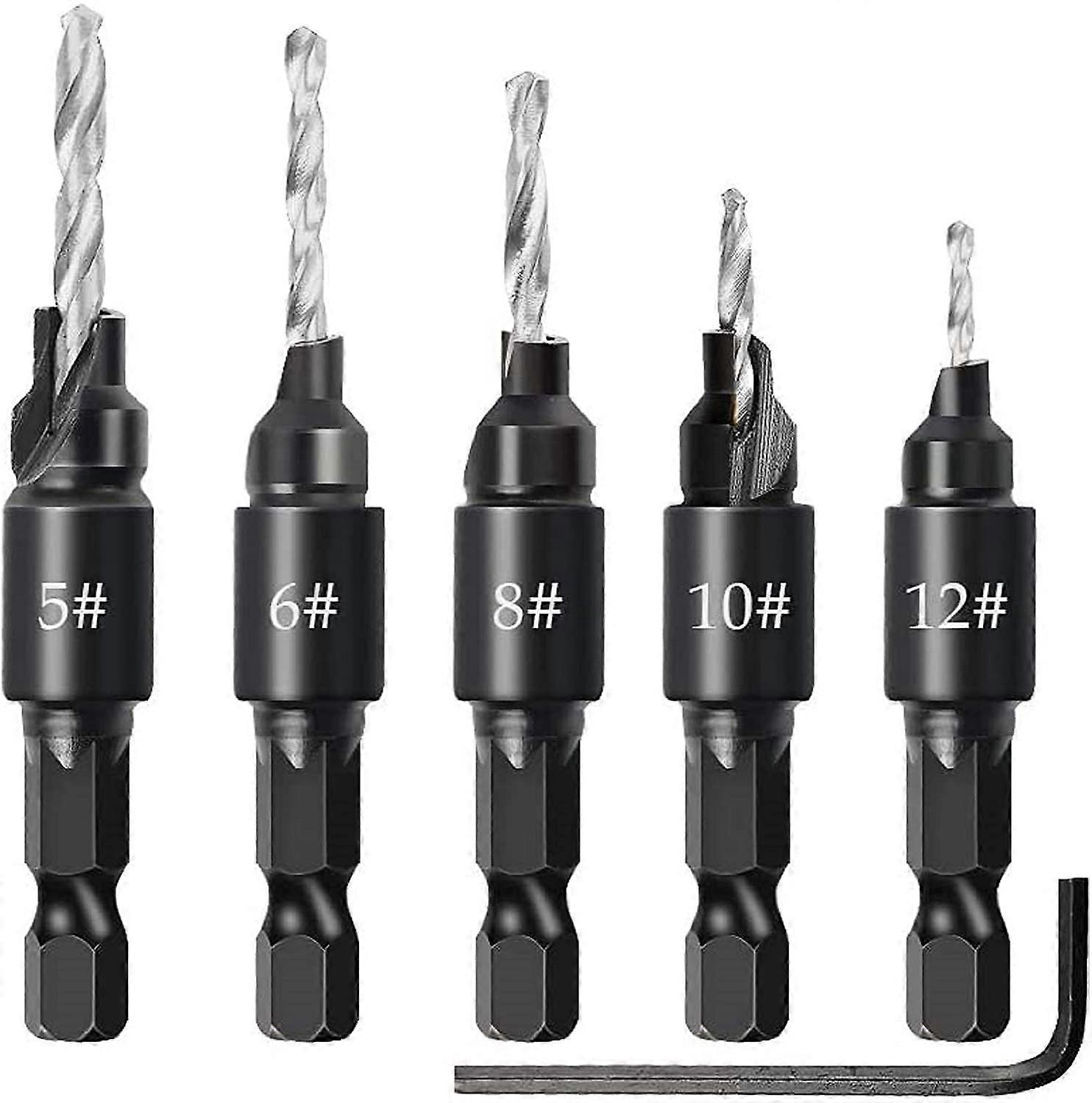 1/4 Inch Hex Shank Countersunk Drill Bit Power Tool Accessories (Gold) 6pcs