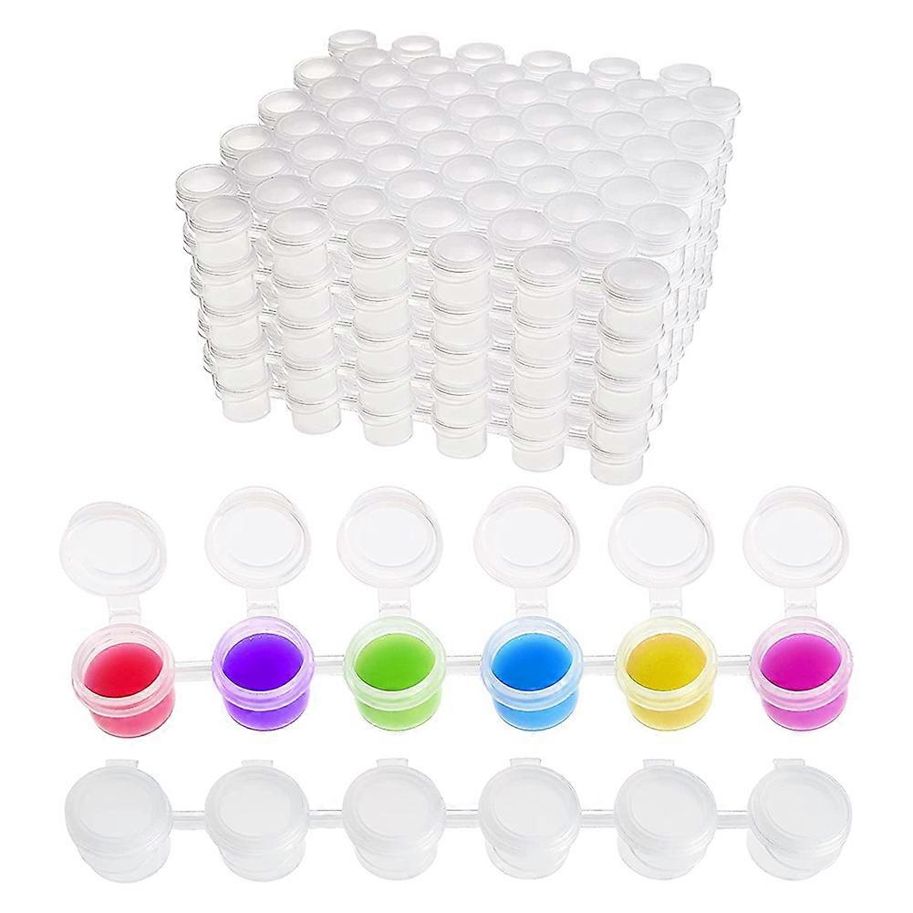 50 Strips Paint Pots Strips,300 Pots 2Ml/0.07 Oz Empty Paint Cup Pots with Lids, for Classrooms Pai