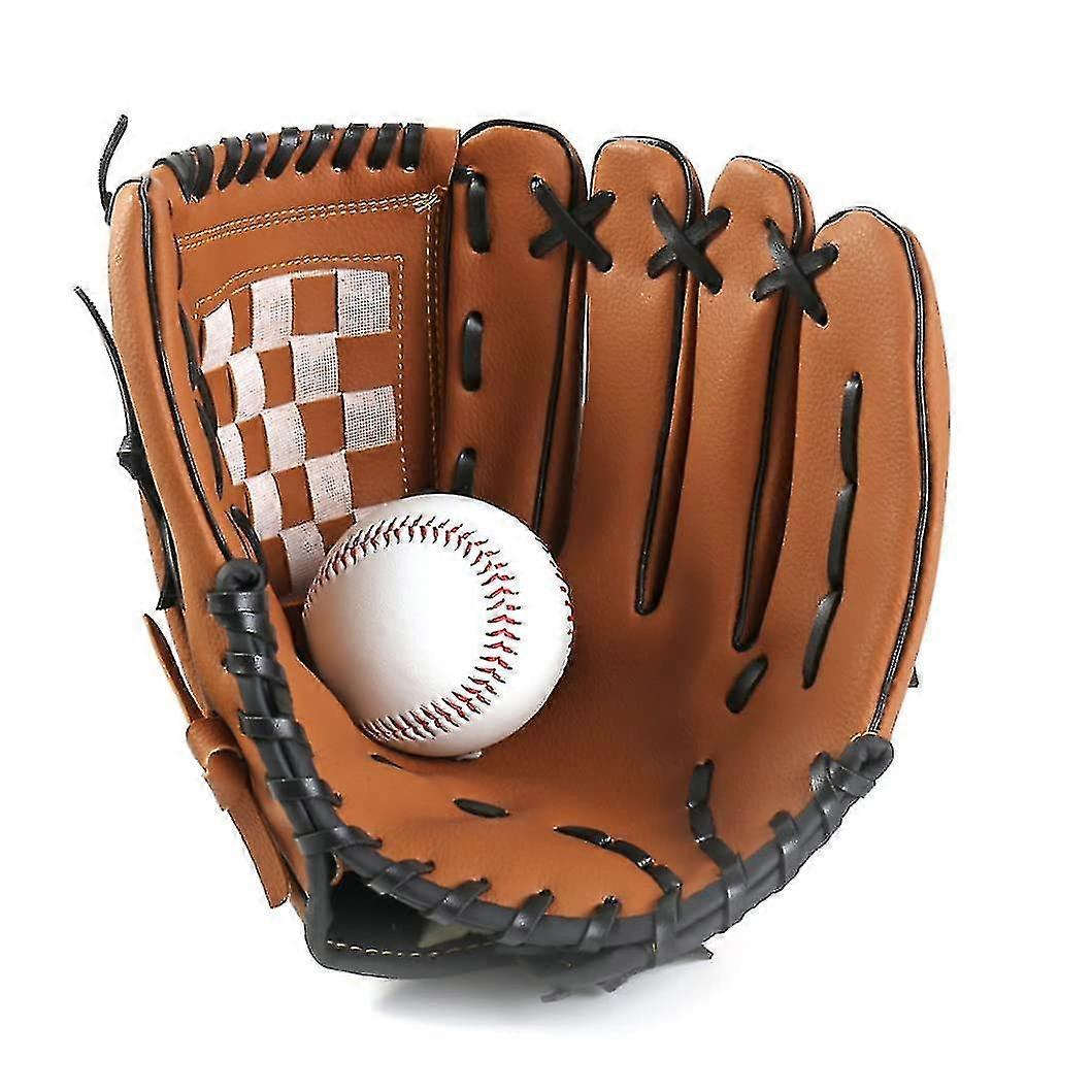 Basebollhandskar för småbarn med mjuk förtjockad pitcher i puläder för barn tonåringar (brun, 9,5 tum)