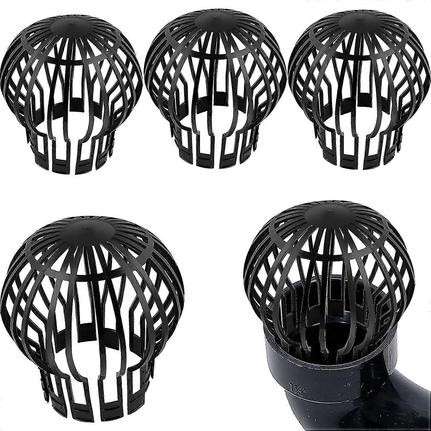 4 Pack Gutter Strainers Gutter Guards 14.5 * 11(diameter X Height), Gutter Screen For House Front Roof Ditch Sewer Downspout, Black, Plastic