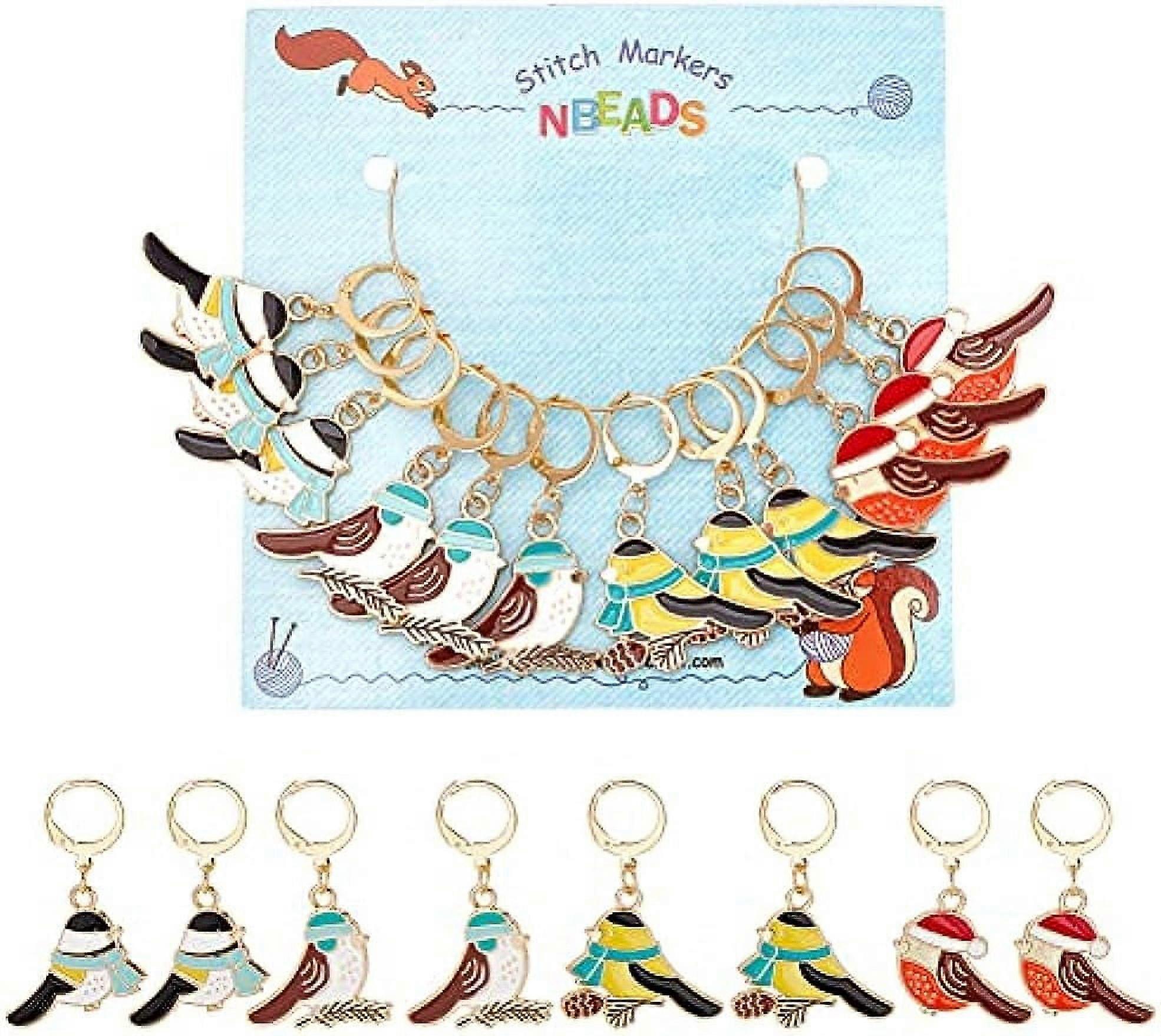 12 Pcs Enamel Bird Stitch Markers, Enamel Alloy Crochet Stitch Marker Charms Removable Lobster Clasp Locking Stitch Marker for Knitting Weaving Sewing