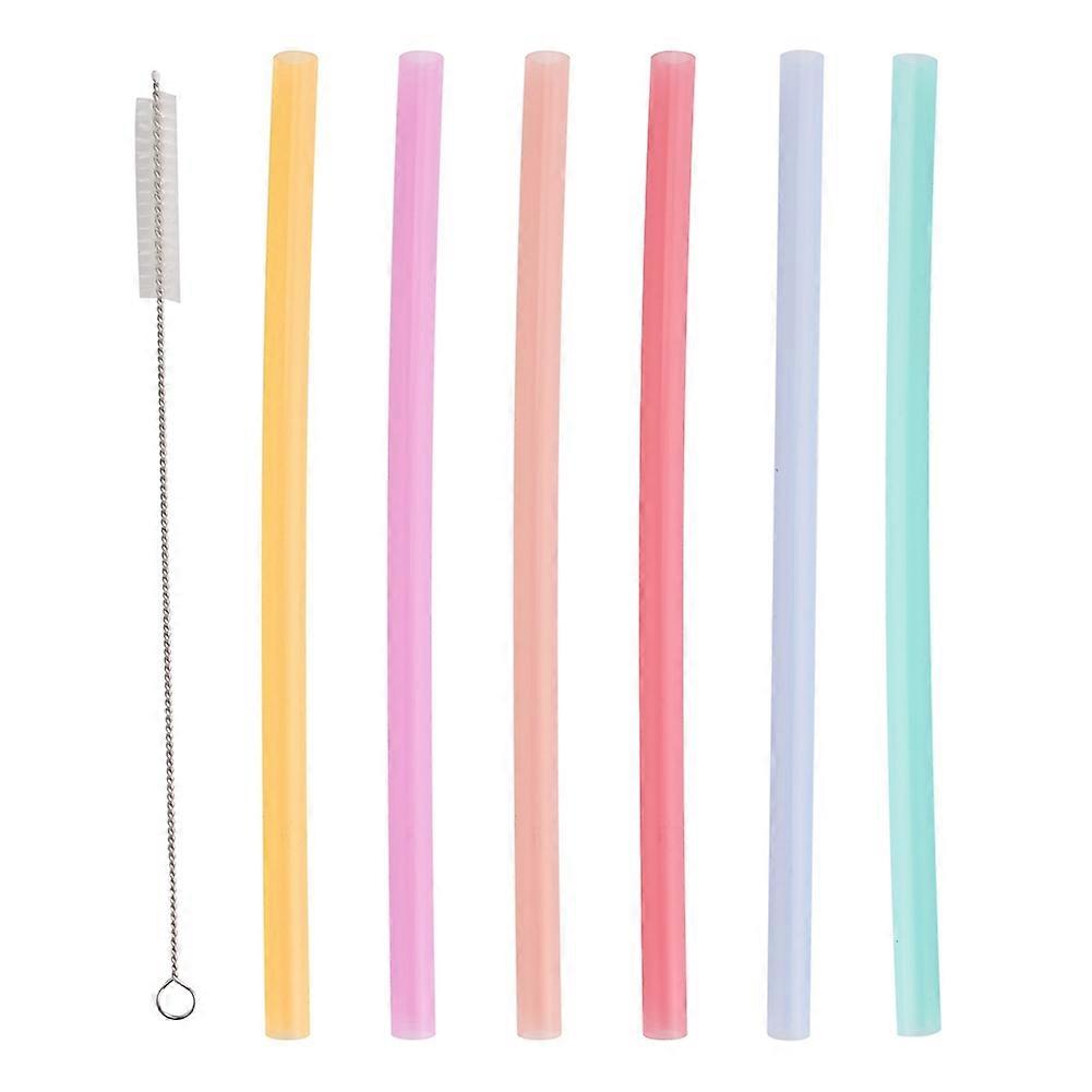6pcs Portable Reusable Environmentally Friendly Silicone Drinking Straw with Cleaning Brush Set