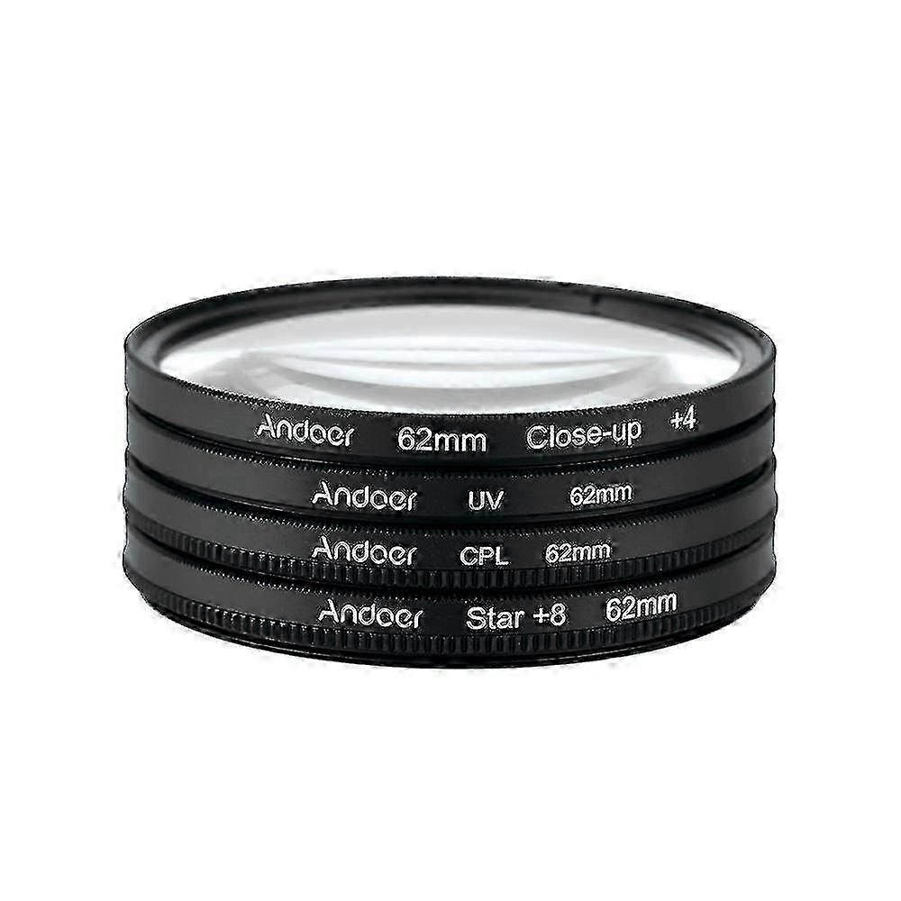 Andoer 62mm UV+CPL+Close-Up+4 +Star 8-Point Filter Circular Filter Kit Circular Polarizer Filter