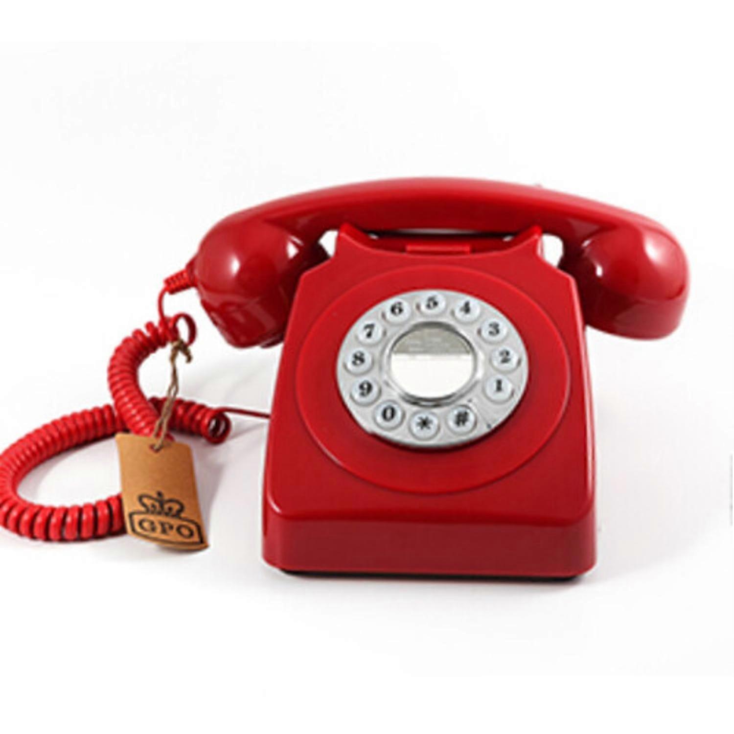 GPO Retro GPO746PBRD 746 Desktop-Tastentelefon - Rot [SONSTIGES ZUBEHÖR] Rot USA Import
