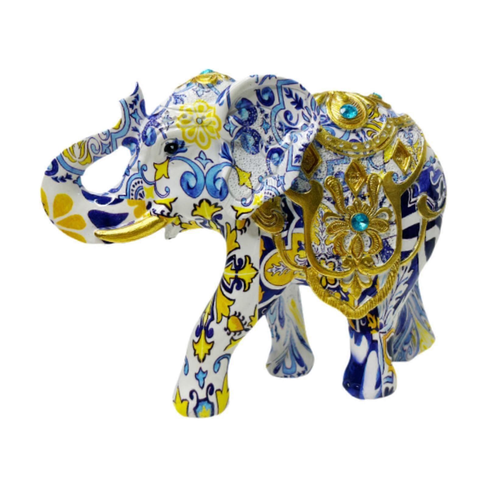 Desktop Elephant Ornament Entrance Resin Bookshelf Ornaments Elephant Statue blue