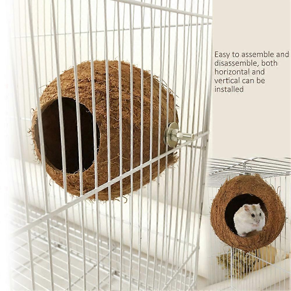Natural Coconut Shell Bird Nest House Cage Feeder for Parakeets 2-16cm