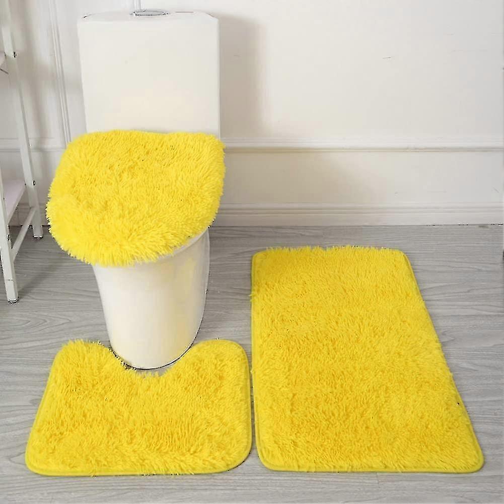 Badeværelse Tæppe Sæt Skridsikker, Toilet Låg Cover Og Konturmåtte, Bademåtter Brusemåtter Badekar Tæppemåtte Til Karbad Toilet Badeværelse