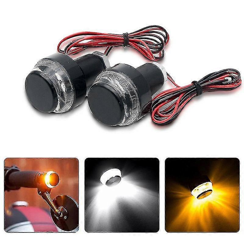 2x Motorcycle Turn Signal Led Light Indicator Handle Bar End Handlebar Lamp