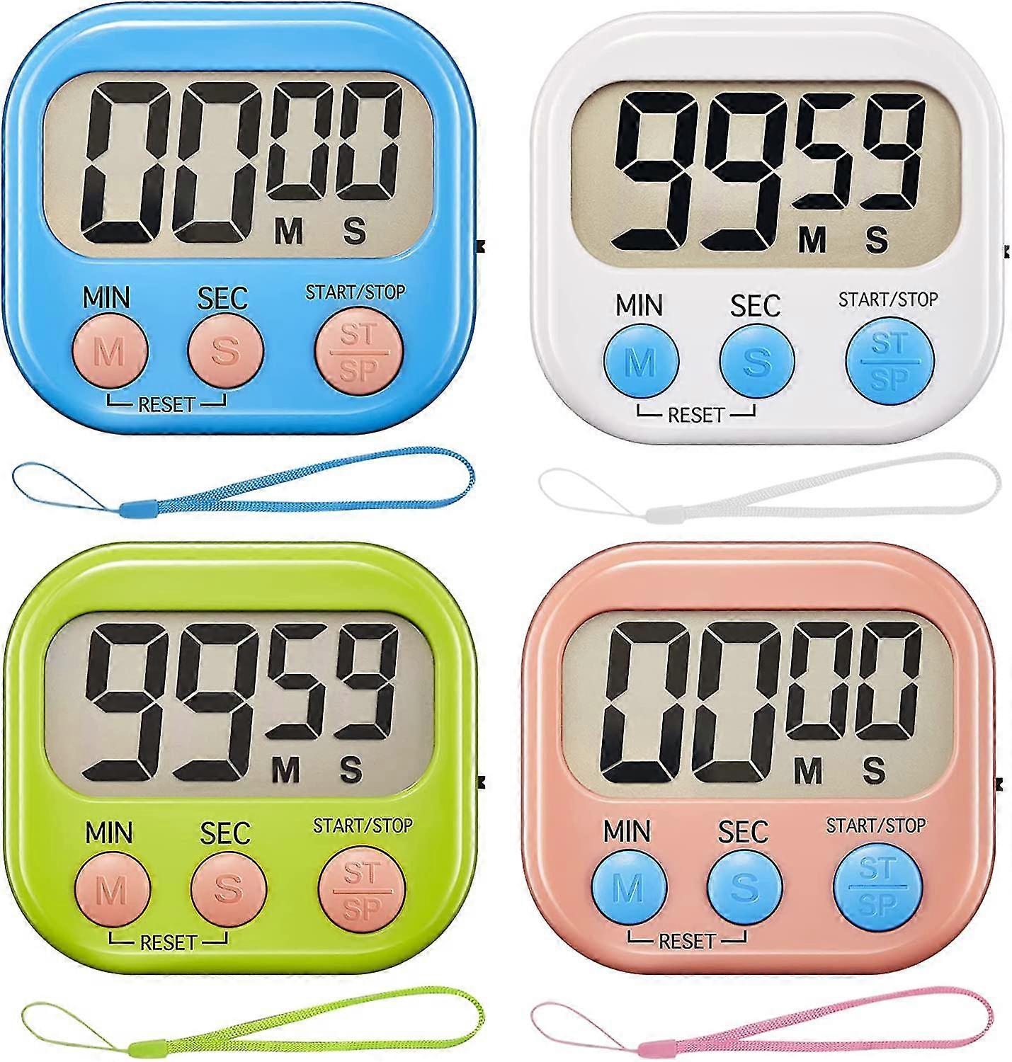 Wabjtam Timer For Kids ,kitchen Timer For Cooking,magnetic Digital Clock Timer - 4 Pack