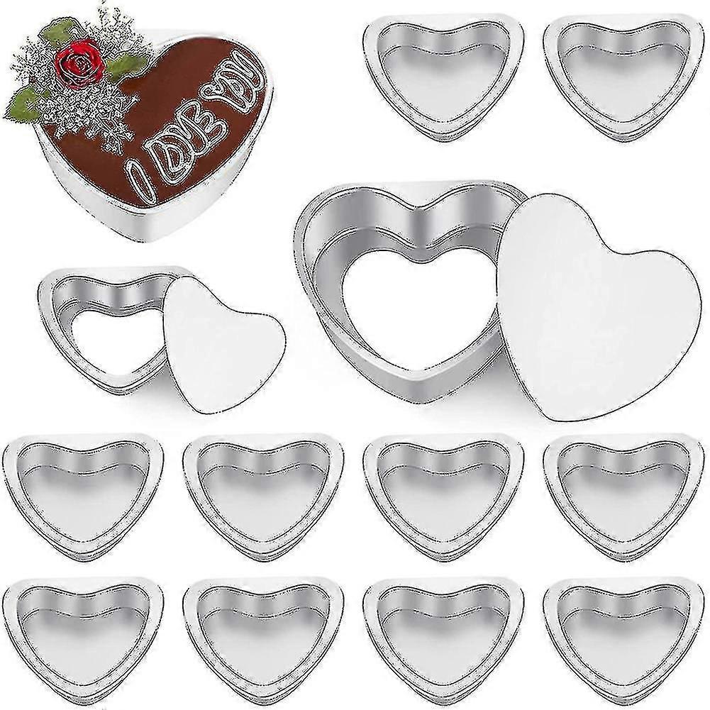 11 Pieces Aluminium Heart Shaped Cake Pan Compatible With Baking 10 And 3 Inches