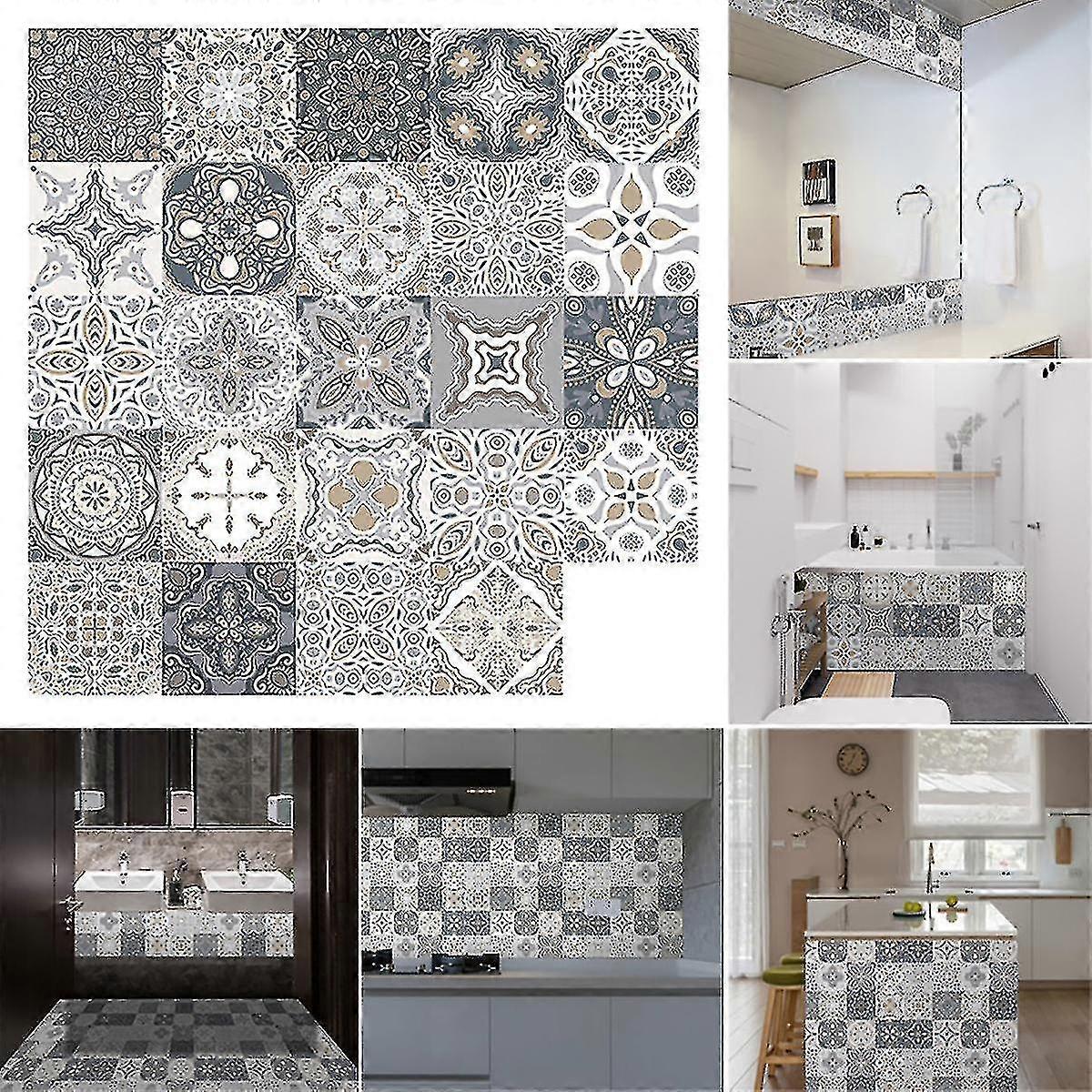 Moroccan Style Tile Effect Self-adhesive Wall Stickers Decal Home Decorative