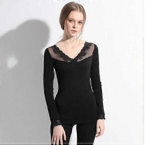 JWL-2 st Spets långärmad johns bomullskläder för vinter kvinnor' s varm termisk skjorta underkläder set smal mjuk tjock sömlös form